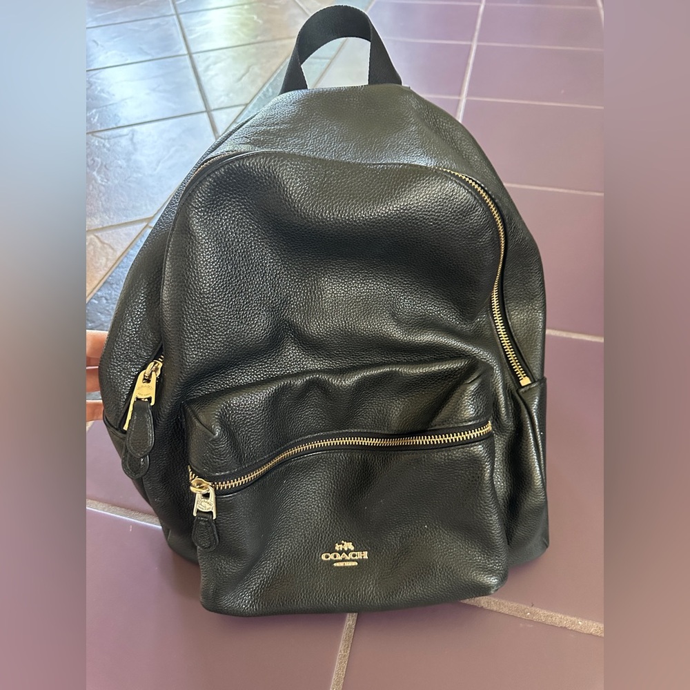Coach Black Backpack with Gold Hardware
